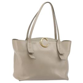 Chloé Borsa Tote in pelle beige e oro Chloe C Auth am10250V Beige D'oro