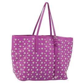Jimmy Choo Studs Tote Bag aus Leder lila silber authentisch yk20140 Silber Lila