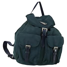 PRADA Backpack Nylon Green Silver Auth 157004 Silvery Green