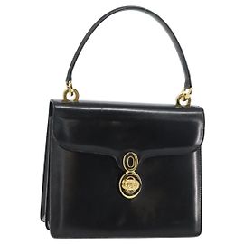 Borsa a mano GUCCI in pelle nera e oro Auth 159265 Nero D'oro