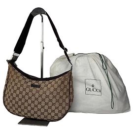Borsa a mano 2 vie vintage Gucci monogramma beige marrone Beige