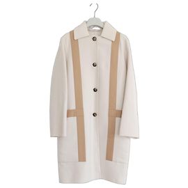 Casaco de cashmere e couro Hermès H Cru