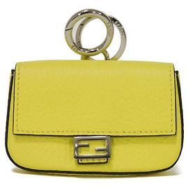 Chaveiro/porta-moedas Fendi Micro Bucket Lime Mamma Amarelo
