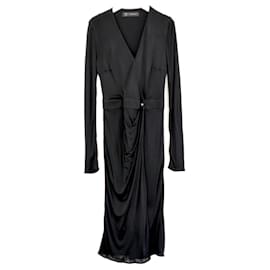 Robe drapée à boutons Méduse Versace Noir
