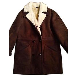 Autre Marque Brown Shearling Coat Men Size 50 Brown