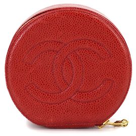 Chanel Red Grained Calfskin Jewelry Case Red
