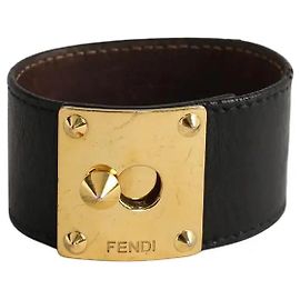 Fendi Black leather bracelet Black