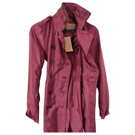 Burberry Trench Coat Plum Polyester Dark red