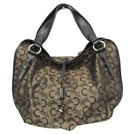 Céline Celine Bittersweet C Macadam Carriage Pattern Handbag Black Beige