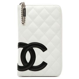 Portafoglio Lungo Matelassé Cambon di Chanel Nero Bianco