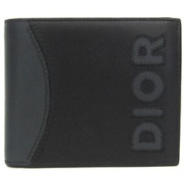 Christian Dior Men's Leather Wallet Black Dark grey
