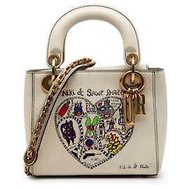 Christian Dior Dior Lady Mini Niki de Saint Phalle Handbag Eggshell