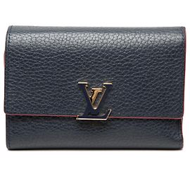Louis Vuitton Blue Taurillon Capucines Compact Wallet Blue Navy blue