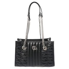 GUCCI GG Marmont Small Tote Bag Black Silvery