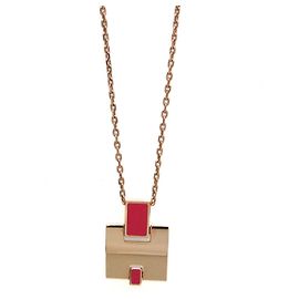 Hermès Collier Pendentif Hermes Eileen ST0138 Rouge Doré