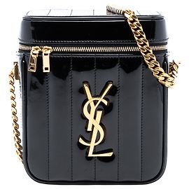 Bolso Vanity Vicky de charol negro Saint Laurent Negro