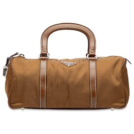 Borsa Bauletto in Tessuto Marrone Prada Marrone