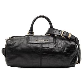Givenchy Black Croc Embossed Leather Duffle Bag Black