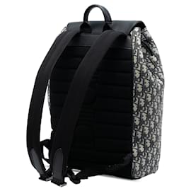 Dior-Dior Blue Oblique Canvas Saddle Backpack-Blue