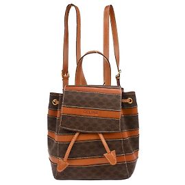 Céline Celine Vintage Macadam Rucksack aus Canvas und Leder Braun