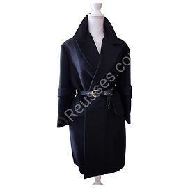 Céline Magnífico casaco Celine preto de lã com efeito oversized Outro