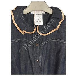 Chloé Dark Blue Ruffled Collar Denim Shirt Size 36 Other