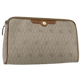 Christian Dior Honigwaben-Canvas-Tasche PVC Beige Auth ka1336 Beige
