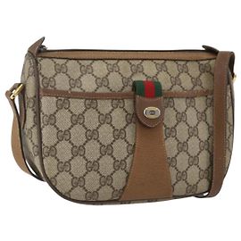 Bolsa Sherry Line GG Supreme Web da GUCCI em PVC bege e dourado 89 02 032 Auth 159407 Bege Dourado