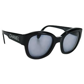 CHANEL Sunglasses plastic Black CC Auth ka1252 Black