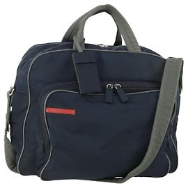 Borsa sportiva Boston in nylon 2 in 1 PRADA blu navy rosso Auth 158522 Rosso Blu navy