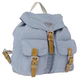 PRADA Backpack Nylon Light Blue Silver Auth 159978 Silvery Light blue