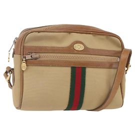 Gucci Borsa a spalla Web Sherry Line in tela beige e oro Auth BA9238 Beige D'oro