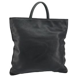 LOEWE Sac à main Anagram Cuir Noir Or Auth 160275 Noir Doré