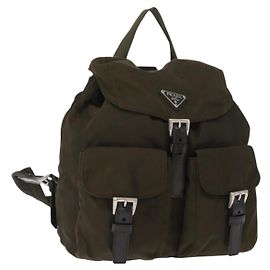 PRADA Rucksack aus Nylon Khaki Silber authentisch 159721 Silber Khaki