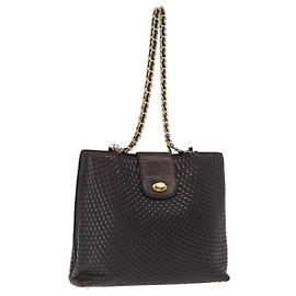BALLY Borsa a Spalla a Catena Pelle Marrone Oro Auth gh1537 Marrone D'oro