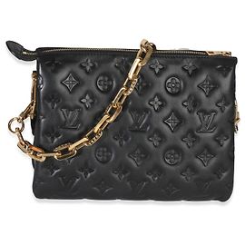 Coussin PM aus schwarzem, geprägtem Lammleder mit Monogramm von Louis Vuitton Schwarz