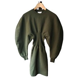 Bottega Veneta dunkelgrünes Wollkleid Größe XS Grün