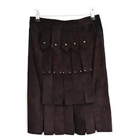 Jupe Gladiateur en Suède Yves Saint Laurent x Tom Ford Marron