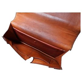 Bolsa de mão vintage Hermès modelo Brio em couro cognac Conhaque
