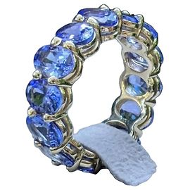 Autre Marque 14k White Gold Tanzanite Eternity Ring Blue Blue