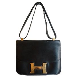 Bolsa Hermès Constance em couro box preto Preto