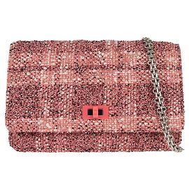 Chanel Reissue 2.55 Cartera con Cadena en Tweed Acolchado Rosa