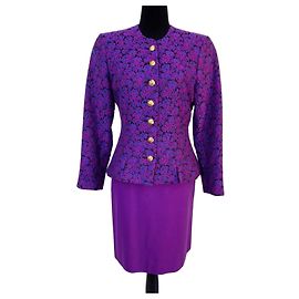 Yves Saint Laurent Conjunto vintage roxo YSL 1991 Roxo escuro