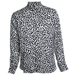 Camicia stampata grafica Saint Laurent Nero Bianco
