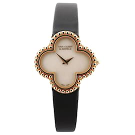 Van Cleef & Arpels Alhambra WTYB02B3 136574 YG & Leather QZ Watch with Shell-Face HH5655 Beige