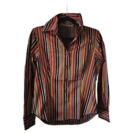 Camicia Etro a Righe in Cotone Nera Multicolore Multicolore