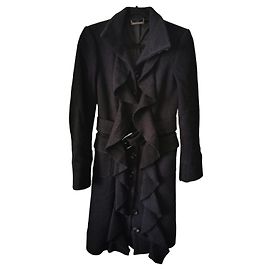 Cappotto lungo Diane Von Furstenberg Chevron Blu Navy e Nero Nero Blu navy