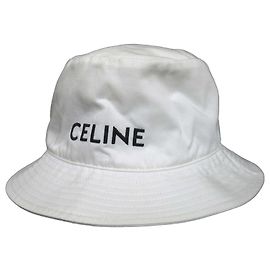 Céline Chapéu bucket com bordado do logo Celine Branco