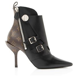 Botas de tobillo Janet de lona Monogram de piel de ternera Louis Vuitton Negro