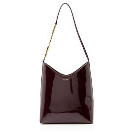Saint Laurent Patent Leather Rendez-Vouz Medium Hobo Red